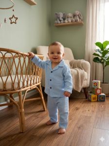 Blue Full Sleeve Kids Co Ord Set