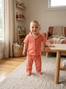 Terracotta Peach Kids Co Ord Set