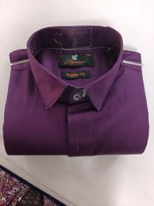 Mens Purple Cotton Linen Full Sleeve Shirt