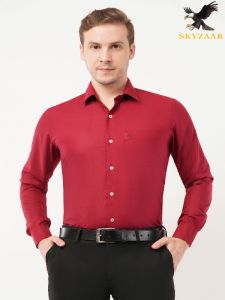 Mens Red Cotton Linen Full Sleeve Shirt