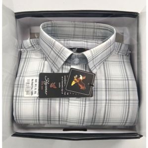 Mens White and Grey Full Sleeve Cotton Check Shirt