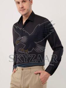 Mens Black Cotton Linen Full Sleeve Shirt
