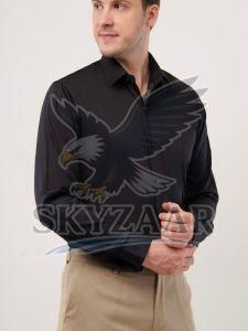 Mens Black Cotton Linen Full Sleeve Shirt
