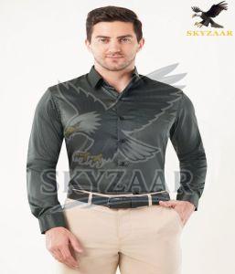 Mens Dark Charcoal Grey Full Sleeve Cotton Shirt