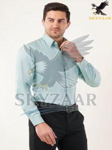 Mens Light Mint Green Pure Cotton Full Sleeve Formal Shirt