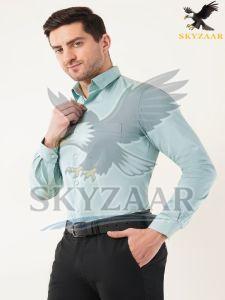 Mens Light Mint Green Pure Cotton Full Sleeve Formal Shirt