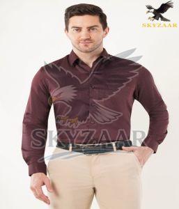 Mens Maroon DOT Printed Cotton Full Sleeve Shirt