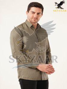 Mens Plain Dusty Olive Full Sleeve Cotton Shirt