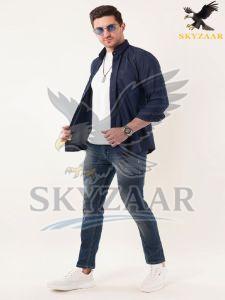 Mens Plain Navy Blue Semi Formal Cotton Shirt
