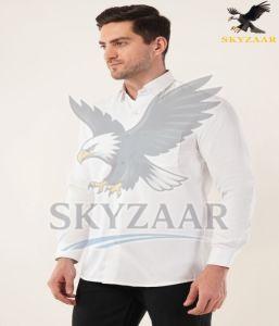 Mens Plain White Cotton Full Sleeve Shirt