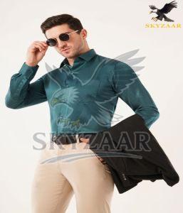 Mens Premium Dark Teal Blue Full Sleeve Cotton Shirt
