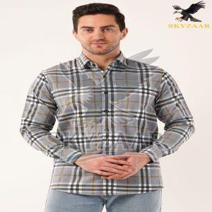 Mens Premium Grey Check Full Sleeve Cotton Shirt