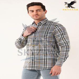 Mens Premium Grey Check Full Sleeve Cotton Shirt