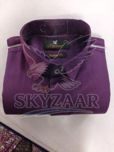 Mens Purple Cotton Linen Full Sleeve Shirt