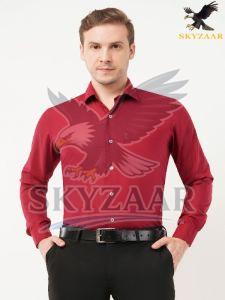Mens Red Cotton Linen Full Sleeve Shirt