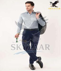 Mens Semi Formal Silver White Cotton Shirt