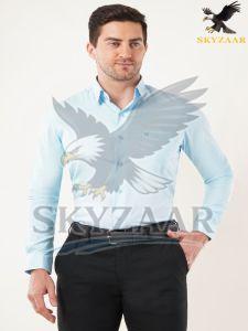 Mens Semi Formal Sky Blue Cotton Shirt