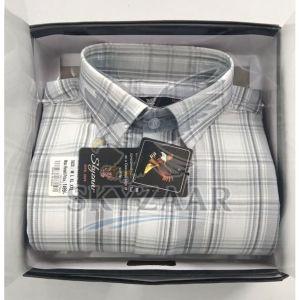 Mens White and Grey Full Sleeve Cotton Check Shirt