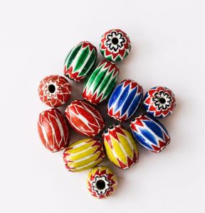 Chevron Oval Glass Beads