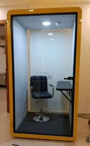 Yellow Soundproof Office Phone Booth