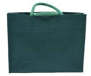 Dark Green Plain Jute Shopping Bag