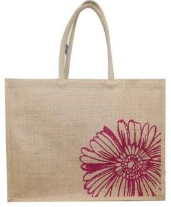Flower Printed Jute Shopping Bag