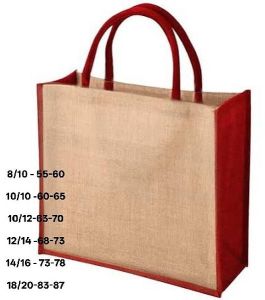 Red Brown Plain Jute Shopping Bag