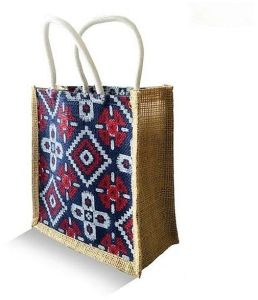 Rope Handle Printed Jute Shopping Bag