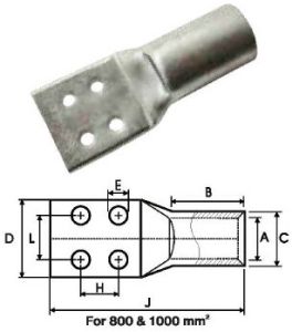 Copper Four Hole Cable Terminal Ends
