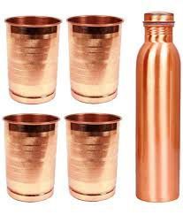 Copper Water Bottle Glass Set