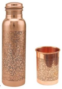 Copper Water Bottle Glass Set