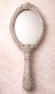 Hand Held Silver Mirror Frame