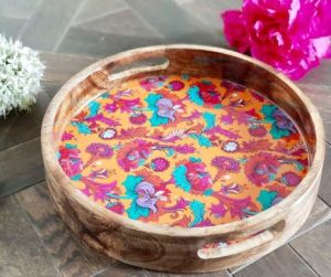 Wooden Round Handle Tray