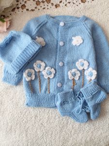 Blue Blossom Crochet Baby Gift Set