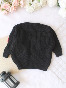 Crochet Full Sleeves Red White Floral Applique Sweater