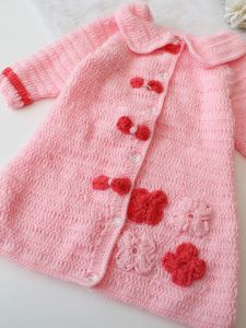 Floral Baby Coat Crochet Dress
