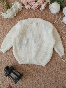 Hand Knitted Full Sleeves Caterpillar Designed One Text Sweater