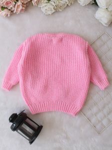 Hand Knitted Full Sleeves Strawberry Applique Detailed Sweater