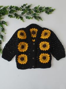 Handmade Crochet Sunflower Cardigan