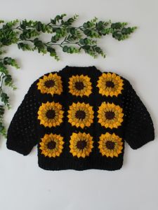 Handmade Crochet Sunflower Cardigan