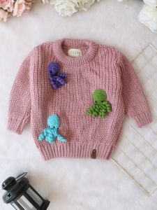 Octopus Applique Crochet Baby Sweater