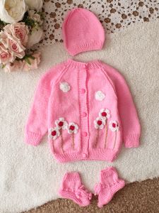 Pink Blossom Crochet Baby Gift Set