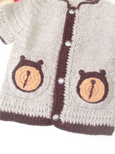 Teddy Pocket Crochet Baby Cardigan