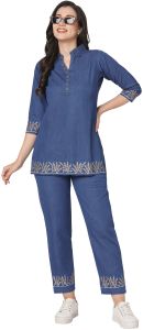 Ladies Blue Denim Co-ord Set