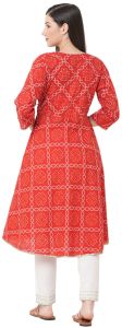 Ladies Red Bandhani Print Cotton Suit
