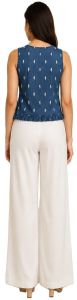 Ladies Stylish Blue Denim Embroidered Crop Top