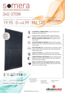 Vikram Solar (DCR) 340-370W Somera Monofacial 120 Half-Cells Efficiency 19.95%