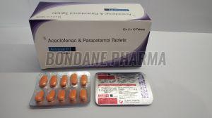 Aceclofenac 100mg And Paracetamol 325mg Tablets