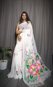 Flower Print Cotton Saree