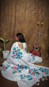 Flower Print Cotton Saree